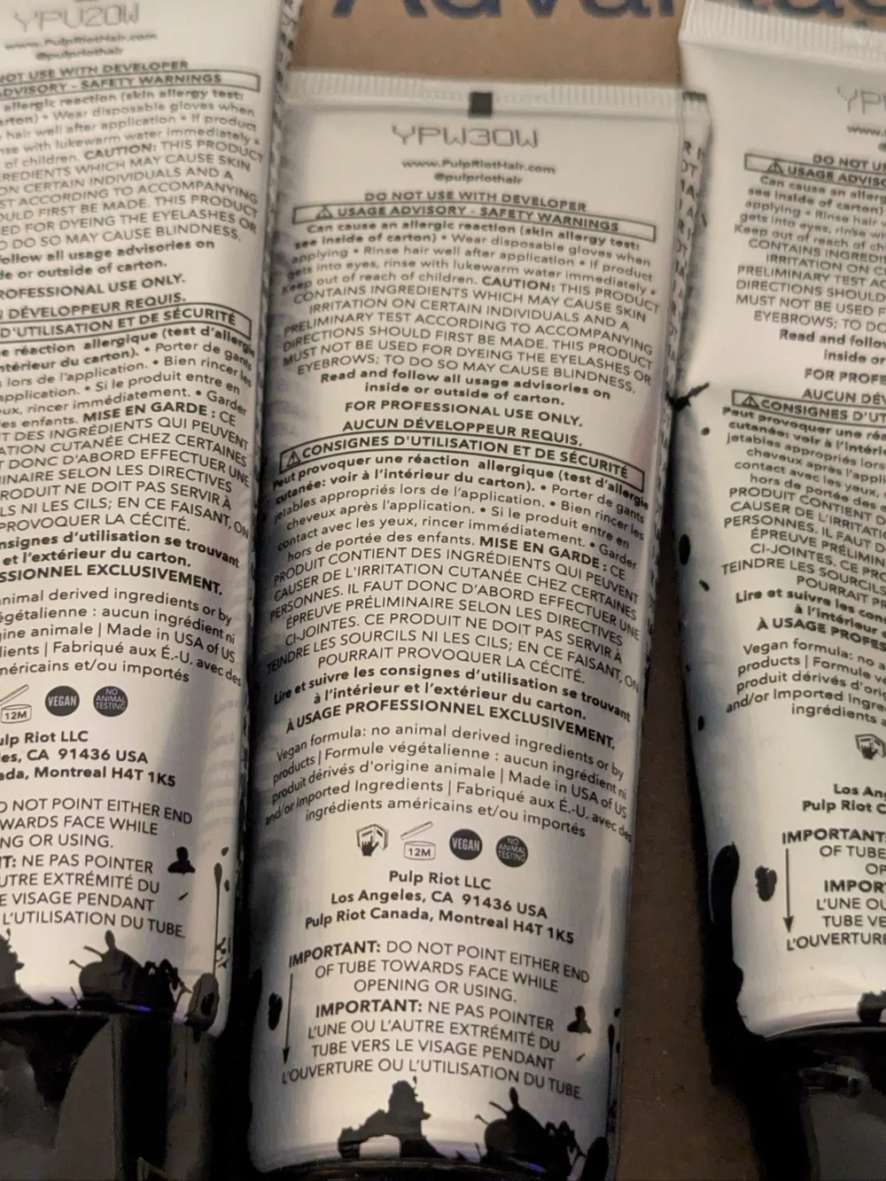 Lot of 6 Pulp Riot Semi-Permanent Hair Color